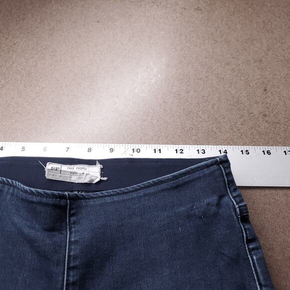 Free People Penny Flare Jeans Womens 26 Dark Blue Elastic Waist Bell Bottom Y2K - Picture 4 of 12